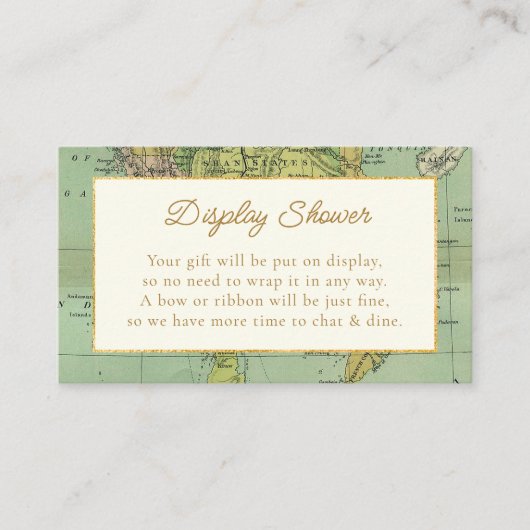 ヴィンテージワールドトラベル赤ちゃんシャワー表示シャワー エンクロージャーカード (正面)