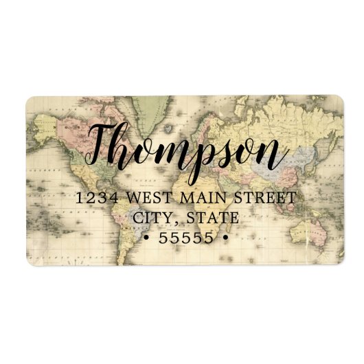 ヴィンテージワールドマップの戻り値ラベル ラベル (正面)