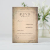 ヴィンテージワールドマップオールドウェディングRSVPカード 出欠カード (スタンド正面)