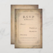 ヴィンテージワールドマップオールドウェディングRSVPカード 出欠カード (正面/裏面)