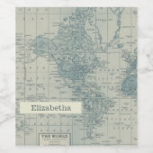 ヴィンテージワールドマップカスタマイズあなたの名前 ワインラベル (シングルラベル)