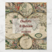 ヴィンテージワールドマップトラベルテーマ結婚ズ ワインラベル (シングルラベル)