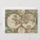 ヴィンテージワールドマップトラベルテーマ結婚ズ 招待状 (裏面)