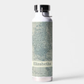 ヴィンテージワールドマップトラベル名前をカスタムする ウォーターボトル (左面)