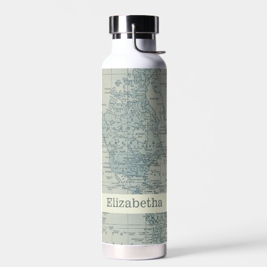 ヴィンテージワールドマップトラベル名前をカスタムする ウォーターボトル (左面)