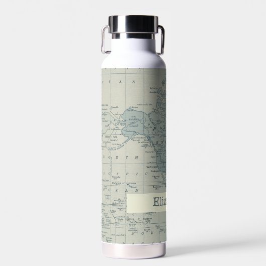 ヴィンテージワールドマップトラベル名前をカスタムする ウォーターボトル (正面)