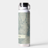 ヴィンテージワールドマップトラベル名前をカスタムする ウォーターボトル (背面)