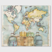 ヴィンテージワールドマップトラベル ラッピングペーパー (フラット)