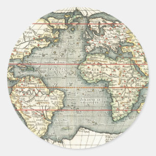 ヴィンテージワールドマップバイアブラハムオルテリウス1587-1595 ラウンドシール