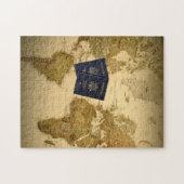 ヴィンテージワールドマップパスポート、ゲームナイトパーソナライズされた、 ジグソーパズル (横)