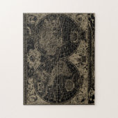 ヴィンテージワールドマップブラックタン ジグソーパズル (縦)