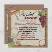 ヴィンテージワ素朴イン試飲ブライダルシャワー 招待状 (正面/裏面)