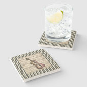 ヴィンテージヴァイオリンハーレキ縁どン ストーンコースター (横)