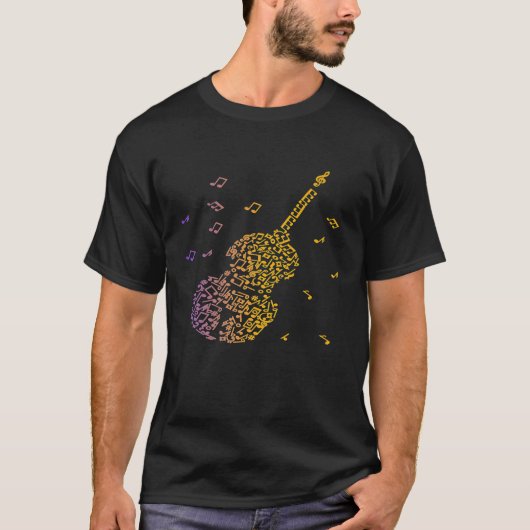 ヴィンテージヴァイオリンミュージカル音符インストゥルメ Tシャツ (正面)