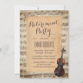 ヴィンテージヴァイオリン音楽ノートミュージカル退職 招待状 (正面)