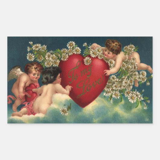 ヴィンテージヴァレンティビクトリアンンデイチェルブス天国 長方形シール (正面)