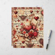 ヴィンテージヴァレンティンエフエマラスクラップブック紙