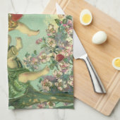 ヴィンテージヴァレンティンデイクピビクトリアンッドハートツリー キッチンタオル (四つ折り)