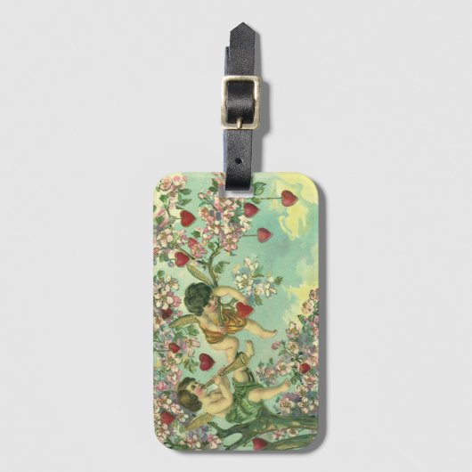 ヴィンテージヴァレンティンデイクピビクトリアンッドハートツリー ラゲッジタグ (正面縦)