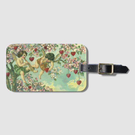 ヴィンテージヴァレンティンデイクピビクトリアンッドハートツリー ラゲッジタグ (正面横)