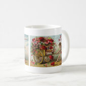 ヴィンテージヴァレンティーンズデイエンジェル，愛のハートのカート コーヒーマグカップ (正面右)