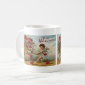 ヴィンテージヴァレンティーンズデイエンジェル，愛のハートのカート コーヒーマグカップ (正面左)