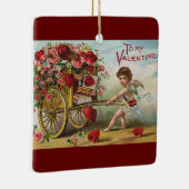 ヴィンテージヴァレンティーンズデイエンジェル,愛のハートのカート セラミックオーナメント (右)