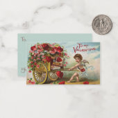 ヴィンテージヴァレンティーンズデイエンジェル，愛のハートのカート ノートカード (正面/裏面インサイチュ)