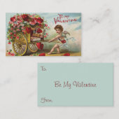 ヴィンテージヴァレンティーンズデイエンジェル，愛のハートのカート ノートカード (正面/裏面)