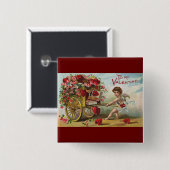 ヴィンテージヴァレンティーンズデイエンジェル，愛のハートのカート 缶バッジ (正面&裏面)