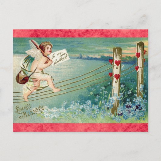 ヴィンテージヴァレンティーンズデイビクトリアンエンジェルケルブ ポストカード (正面)