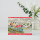 ヴィンテージヴァレンティーンズデイビクトリアンエンジェルハート ポストカード (スタンド正面)