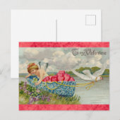 ヴィンテージヴァレンティーンズデイビクトリアンエンジェルハート ポストカード (正面/裏面)