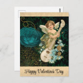 ヴィンテージヴァレンティーンズデイビクトリアンエンジェルフローラ ポストカード (正面/裏面)