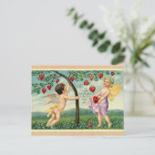 ヴィンテージヴァレンティーンズデイビクトリアンケルブハート ポストカード (スタンド正面)