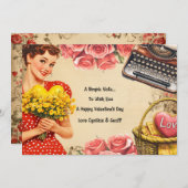 ヴィンテージヴァレンティーンズデイレトロフラットホリデーカード シーズンカード (正面/裏面)