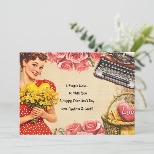 ヴィンテージヴァレンティーンズデイレトロフラットホリデーカード シーズンカード (スタンド正面)