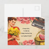 ヴィンテージヴァレンティーンズデイレトロフラットホリデーカード シーズンポストカード (正面/裏面)