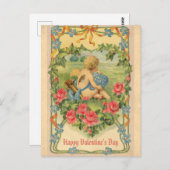 ヴィンテージヴァレンティーンズデービクトリアンキューピッドフローラ ポストカード (正面/裏面)