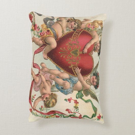 ヴィンテージヴァレンティーンビクトリアン、エンジェルズチェルブスハート アクセントクッション (裏面(縦))