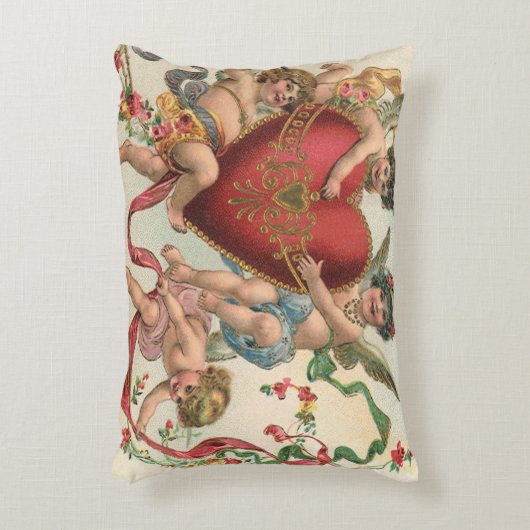 ヴィンテージヴァレンティーンビクトリアン、エンジェルズチェルブスハート アクセントクッション (正面(垂直))