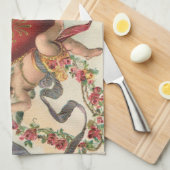 ヴィンテージヴァレンティーンビクトリアン、エンジェルズチェルブスハート キッチンタオル (四つ折り)