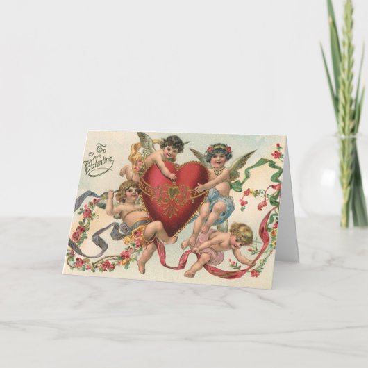 ヴィンテージヴァレンティーンビクトリアン、エンジェルズチェルブスハート シーズンカード (正面)