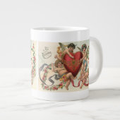 ヴィンテージヴァレンティーンビクトリアン、エンジェルズチェルブスハート ジャンボコーヒーマグカップ (正面右)