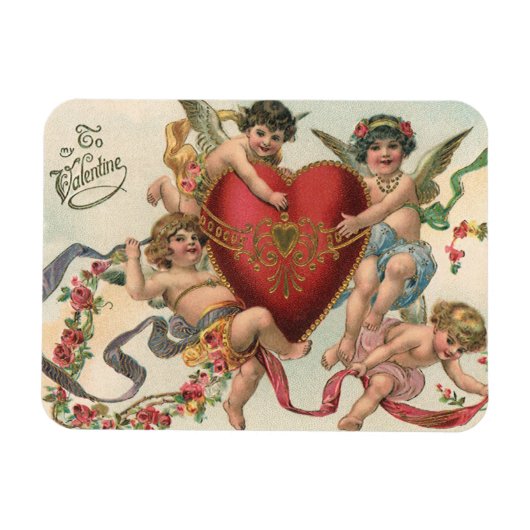 ヴィンテージヴァレンティーンビクトリアン、エンジェルズチェルブスハート マグネット (横)
