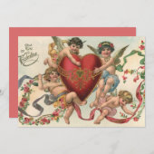 ヴィンテージヴァレンティーンビクトリアン、エンジェルズチェルブスハート 招待状 (正面/裏面)