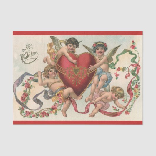 ヴィンテージヴァレンティーンビクトリアン、エンジェルズチェルブスハート 薄葉紙 (正面)