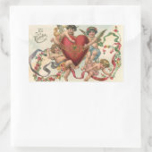 ヴィンテージヴァレンティーンビクトリアン、エンジェルズチェルブスハート 長方形シール (バッグ)