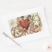 ヴィンテージヴァレンティーンビクトリアン、エンジェルズチェルブスハート 長方形シール (封筒)