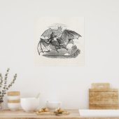 ヴィンテージヴァンパイアこうもりパーソナライズされたレトロこうもり ポスター (キッチン)